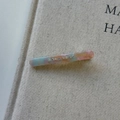 Detail of pink and blue marble acetate hair clip with multicolored rhinestones - Blue Pink