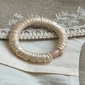 Champagne satin hair scrunchie with smooth resin tube buckle for high-quality hair styling - Milky Yellow