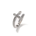 Bague hip-hop en argent avec épée et zircons micro-paveurs au design de croix - US 7 / Argent