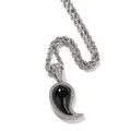 Hiphop paisley hanger ketting met zilveren touwketting en zwarte onyx edelsteen - Touwketting Ketting / Zilver