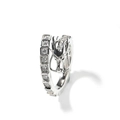 Chinese dragon open ring with sparkling square-cut zircons in polished silver-tone finish - Adjustable Open Design / Silver