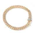 Men's 19mm Cuban link chain necklace in gold finish with full cubic zirconia stones - 16inch / Gold