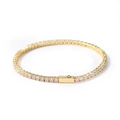 Close-up of a gold-plated tennis bracelet featuring a row of sparkling round zircons - 7 Inches Bracelet / Gold (3mm Single Row Tennis Chain)