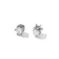 Macro shot of 8mm round zircon magnetic earrings with silver-tone six-prong setting - Silver Round Style (Single)