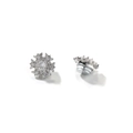 Detailed macro view showing the 8mm cubic zirconia snowflake magnetic stud earrings - Silver Snowflake Style (Single)