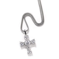 Detail van S925 zilveren kruishanger met zes rondgeslepen heldere zirkoniasteentjes - S925 Zilver / S925 Zilveren Ketting