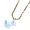 Close-up of gold metal chain with light blue silicone loop for electronic devices - Gold + Light Blue