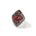 Gothic dark style ring with realistic red eye pupil and spiked metal texture design - US 7 / Black Red