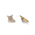 Golden magnetic star earrings with white cubic zirconia crystals for non-pierced ears - Gold Cross Style (Single)