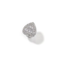 Detail view of heart-shaped silver plating with pave set rectangular cubic zirconia stones - Silver