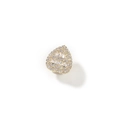 Macro detail of heart shaped grillz with baguette and round cut cubic zirconia stones - Gold
