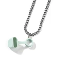 Light green silicone protective case with silver Cuban chain for electronic devices - Steel Color + Mint Green