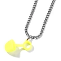 Neon yellow silicone protector with silver hip-hop chain strap for electronic device - Silver + Yellow