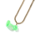 Gold metal chain with vibrant neon green silicone holder for portable electronic devices - Gold + Neon Green