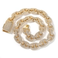 Hip hop style gold plated mariner link necklace with pavé set cubic zirconia stones - Bracelet-Size S / Gold