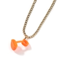 Hip-hop gold metal chain necklace with a bright orange silicone protective holder sleeve - Gold and Orange