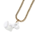 Golden cuban link necklace strap with white silicone connectors for wireless earbuds - Gold+White