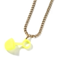 Hip hop gold Cuban chain with fluorescent yellow silicone ring holder accessory - Gold + Yellow