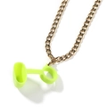 Fluorescent green silicone holder with chunky gold metal chain for vape devices - Gold + Neon Yellow