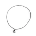 Hip-hop style silver metal chain necklace with minimalist matte black ring pendant - Steel