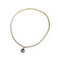 Minimalist gold link chain necklace featuring a matte black ring pendant - Gold