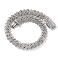 Dettaglio catena cubana argento con doppia fila di zirconi e chiusura a scatto larga - Bracciale da 7 Pollici / Argento