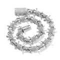 Hip hop iced out barbed wire necklace with paved rhinestones and luxury diamond buckle - 17.78cm(7inch) Bracelet / Silver