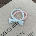 Set of sea salt blue bow scrunchie and pale pink hair tie in fresh summer style - Pale Blue