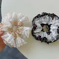 Elegant floral lace scrunchies in French vintage style for ponytail hair styling - Beige