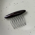 Handmade dark red acetate hair comb with silver metal teeth for elegant styling - Chocolate Brown