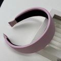 Pink wide macaron hairband with premium satin fabric for high skull top hair styling - Pink