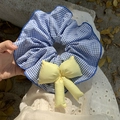 Coletero extragrande a cuadros azules con lazo amarillo para coleta estilo ballet - Cuadros Azules Con Lazo Amarillo / Azul