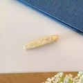 Barrette minimaliste en acétate beige avec éclat nacré et texte France Handmade - Café au Lait