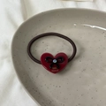 Eleganter Haargummi mit rotem Acetat-Herz und Kristall-Strass-Schleife für Damen - Rot