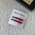 Set of 2 Korean style acetate barrettes in deep plum color with gold lettering - Deep Plum (Pair) / Rose Red