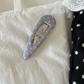 Fermaglio per capelli BB vintage in raso lavanda a pois bianchi con design a goccia - Grigio