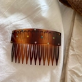 Tortoiseshell hair comb with colorful rhinestones in a minimalist vintage style - Tortoise