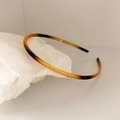 Slim amber rhinestone headband with non-slip teeth for elegant hair styling - Amber