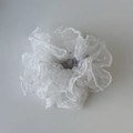 Elegant white mesh polka dot lace scrunchie hair tie for women in fresh sweet style - Off-white