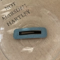 Close-up of rectangular blue denim fabric hair clip with a hollowed center design - Square (XY-888) / Light Blue Rectangular