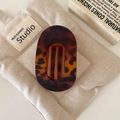 French retro tortoiseshell acetate flat hair claw clip with oval hollow design for women - Matte Amber