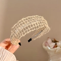 Boho-Haarband aus beigem Leinen mit Lochmuster für einen stilvollen Urlaubs-Look - Böhmisches Hohles Netz Beige Stil (B款)