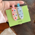 Set de barrettes à fleurs avec pois roses et motifs de cœur bleu pour les femmes - Paires de Barrettes à Pois Multicolores