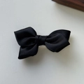Elegant black bow hair clip for women with premium textured fabric and metal back fastener - Black