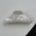 Elegant pearl white acetate hair claw clip with golden lettering for women's hair styling - Off-white