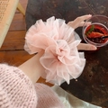 Sweet pink oversized organza scrunchie with lace layers for ballet style hairstyles - Pink