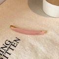 Pink acetate crescent hair clip with gold metal base and minimalist French design - Pink