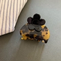 French vintage tortoise shell hair claw clip with black floral design and sturdy teeth - Dark Tortoise Flower