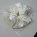 French style white oversized scrunchie with delicate ribbon bows for elegant ponytails - Off White