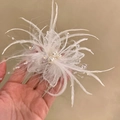 Eleganter weißer Feder-Haarclip mit Spitze, Perlen und Kristallen für Hochzeitsfrisuren - Weißer Feder Schmetterling Stil (XY-1264)